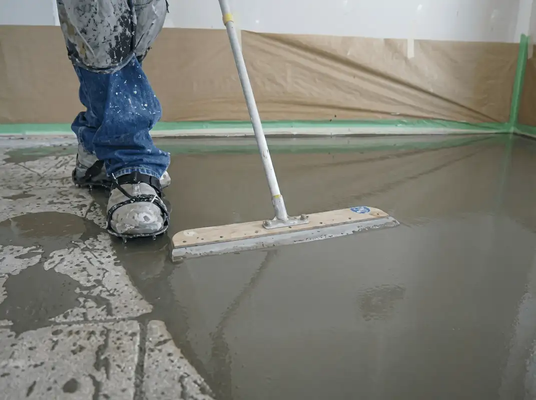 Uneven floor being professionally repaired in ,